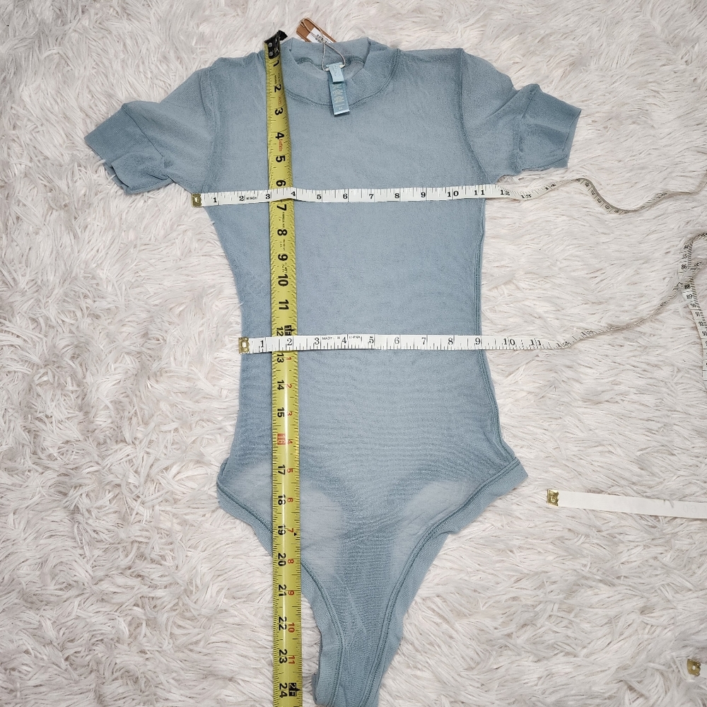 SKIMS SUMMER MESH T-Shirt Bodysuit/ SKY/XS, S/ NWT - Picture 8 of 11